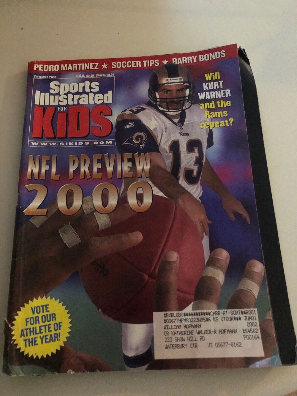 Vintage September 2000 Sports Illustrated For Kids Magazine With some Cards NFL